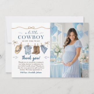 En liten cowboy-bebis shower pojke inbjudningar