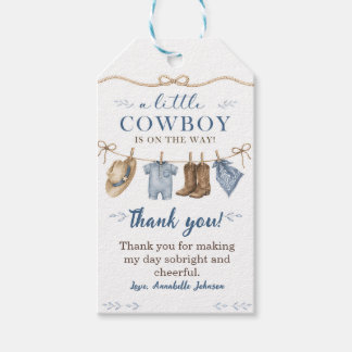 En liten cowboy-bebis shower pojke presentetikett