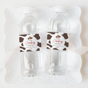 En liten cowboy cowboy rodeo western baby shower vattenflaskor etikett