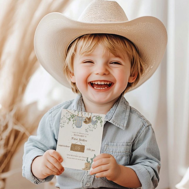 En liten Cowboy första födelsedag Inbjudningar (Skapare uppladdad)