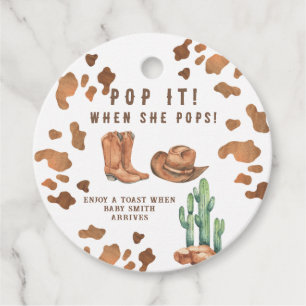 En liten Cowboy-POP-IT! Baby Shower Gåvor Etiketter