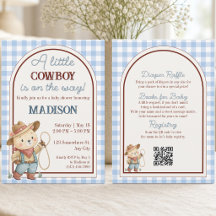 En liten cowboy Teddybjörn allt i en baby shower-i