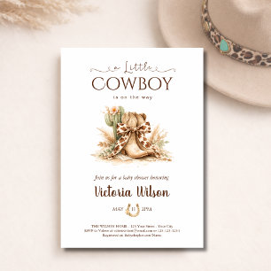 En liten cowboy Vilda västern-babyfirande Inbjudningar