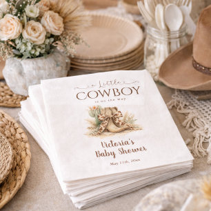 En liten cowboy Vilda västern tema pojk-babyfest Pappersservett