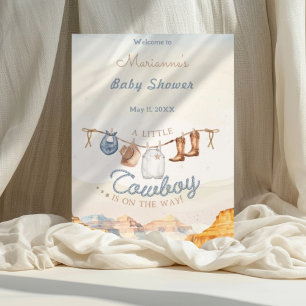 En liten cowboy western canyon baby shower välkoms poster