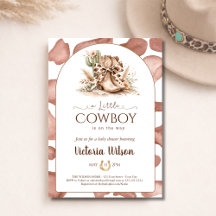En liten cowboy western ko-print baby pojke shower