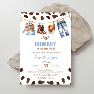 En liten cowboy Wild West Rodeo Baby Shower Inbjudningar