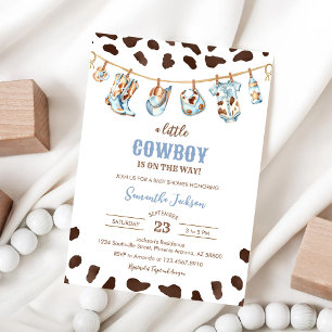 En liten cowboy Wild West Rodeo Baby Shower Inbjudningar