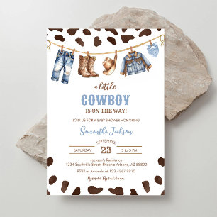En liten cowboy Wild West Rodeo Baby Shower Inbjudningar