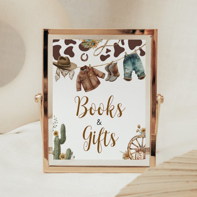 En liten cowboystövel Bokar och gåvor Poster (A Little Cowboy Baby Shower Books and Gifts Sign)
