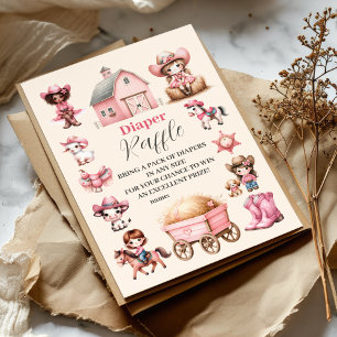 En liten Cowgirl är på väg! Diapper Raffle Tilläggskort