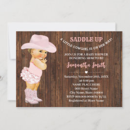 En liten Cowgirl är på väg mot Rosa Baby Shower in Inbjudningar