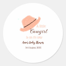 En liten cowgirl är på väg orange baby shower