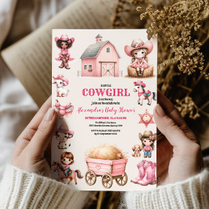 En liten Cowgirl är på väg! Rodeo Baby Shower Inbjudningar