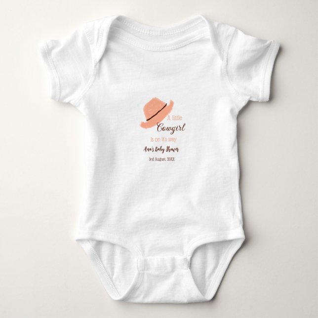 En liten cowgirl är på väg till orangens babydusch t shirt (Framsida)