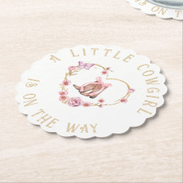 En liten Cowgirl är på Way Girl Baby Shower Underlägg Papper