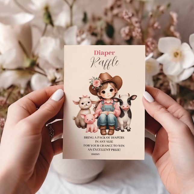 En liten Cowgirl Baby Diapper Raffle Tilläggskort (Skapare uppladdad)