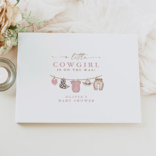 En liten cowgirl klädstreck baby shower gästböcker