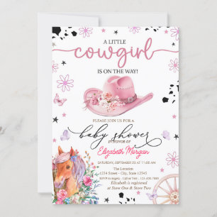 En liten cowgirl-ponny-babyshower inbjudningar