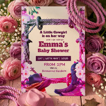 En liten cowgirl rosa blommig western-bebis-fest