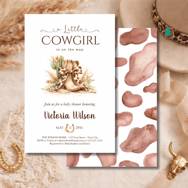 En liten cowgirl västern boho flicka baby shower flygblad (Skapare uppladdad)
