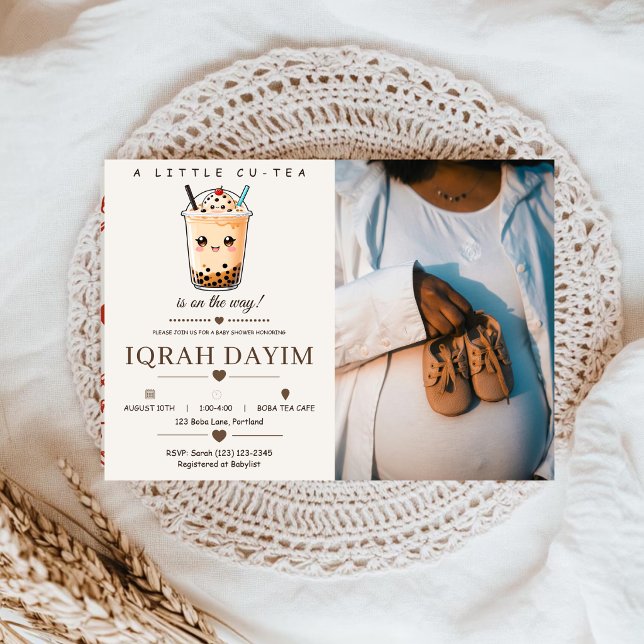 En liten Cu-Tea Boba Könsneutrala Barnkalas Inbjudningar (Skapare uppladdad)
