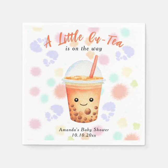 En liten Cu-Tea Bubble Tea Baby Shower Pappersservett (Framsidan)