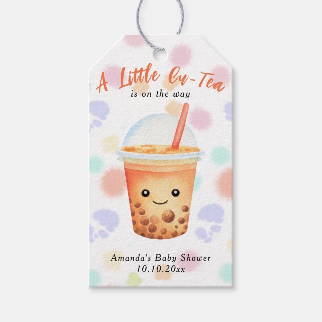 En liten Cu-Tea Bubble Tea Baby Shower Presentetikett (Framsidan)