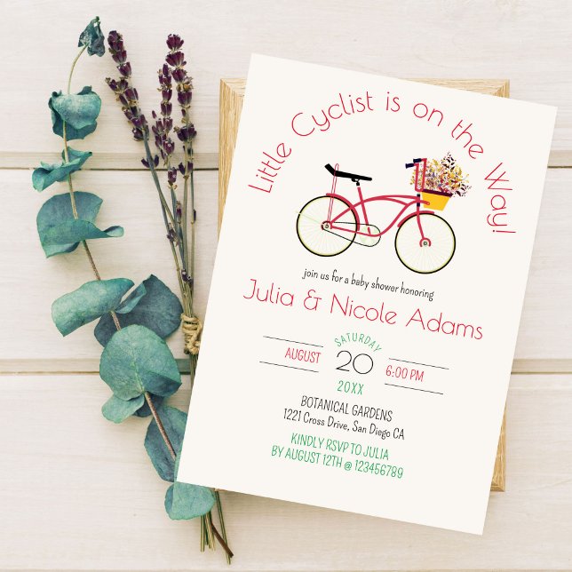 En liten cute Cyclist Safari Äventyr Baby Shower Inbjudningar (Skapare uppladdad)