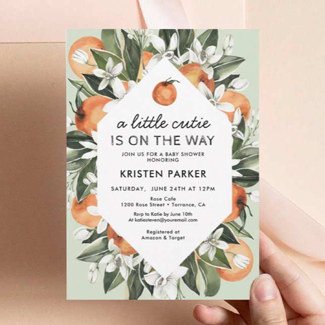 En liten Cutie är på väg mot Citrus Baby Shower Inbjudningar (Skapare uppladdad)