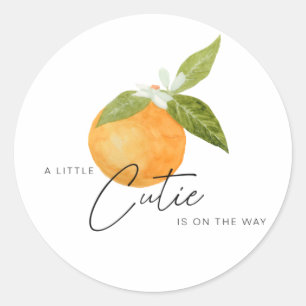 En liten Cutie Baby Shower-Orange Runt Klistermärke