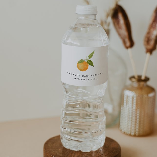 En liten Cutie Baby Shower-Orange Vattenflaskor Etikett (Skapare uppladdad)