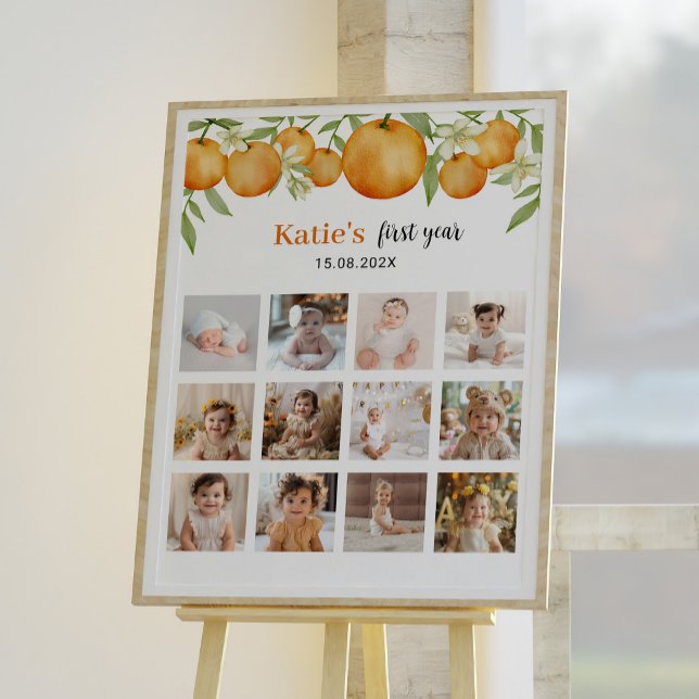 En liten Cutie Birthday 12 Photo Milestone Poster (Skapare uppladdad)