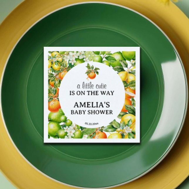 En liten cutie Citrus Greenery Baby Shower Napkins Pappersservett (Skapare uppladdad)