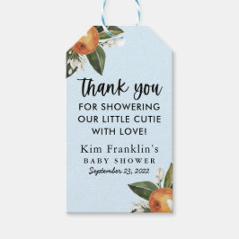 En liten Cutie Clementine BABY SHOWER-favoritgåva  Presentetikett