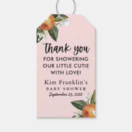 En liten Cutie Clementine BABY SHOWER-favoritgåva  Presentetikett