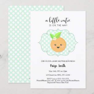 En liten Cutie Clementine Baby Shower Inbjudningar