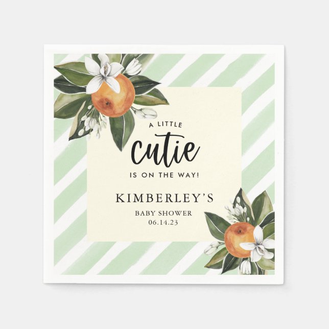 En liten Cutie Clementine BABY Shower Papper Pappersservett (Framsidan)