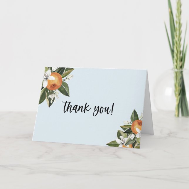 En liten Cutie Clementine Boy BABY Shower Party Tack Kort (Framsida)