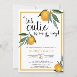 En liten Cutie Clementine Orange Baby Shower Inbjudningar