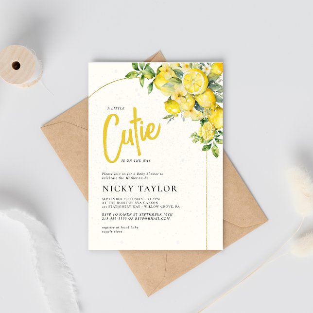 En liten Cutie Lemon Citrus Baby Shower Inbjudningar (Skapare uppladdad)