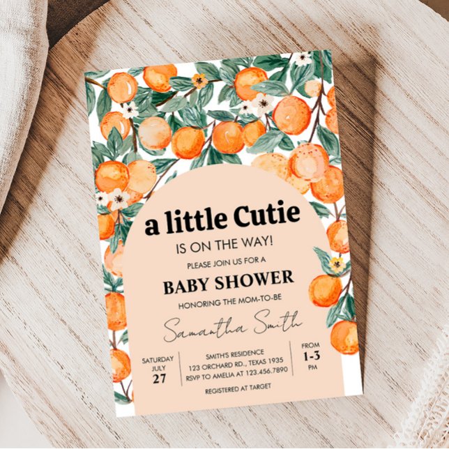 En liten Cutie Orange Baby Shower Inbjudningar (Gender Neutral Citrus Baby Shower Invitation)