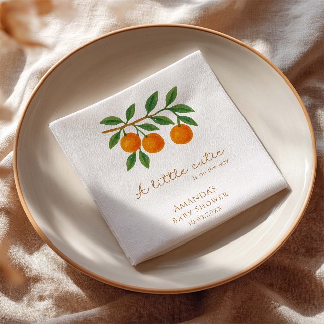 En liten Cutie Orange Baby Shower Pappersservett (Skapare uppladdad)
