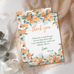 En liten Cutie Orange Baby Shower Tack Kort