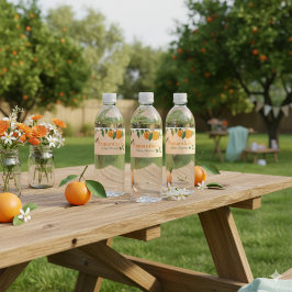 En liten Cutie Orange Baby Shower Vattenflaskor Etikett