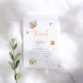 En liten Cutie Orange Citrus Baby Shower Tack Kort