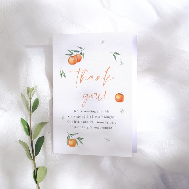 En liten Cutie Orange Citrus Baby Shower Tack Kort (Skapare uppladdad)
