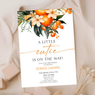 En liten Cutie Orange Citrus Blommigt Baby Shower Inbjudningar