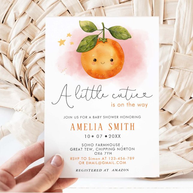 En liten Cutie Orange Clementine Baby Shower Inbjudningar (Skapare uppladdad)