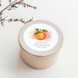 En liten Cutie Orange Clementine Baby Shower Runt Klistermärke
